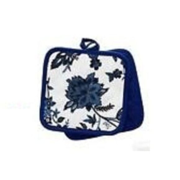 Blue and White Floral - Royal Norfolk Pattern Pot Holders - Home Collection 7" x - Picture 1 of 5